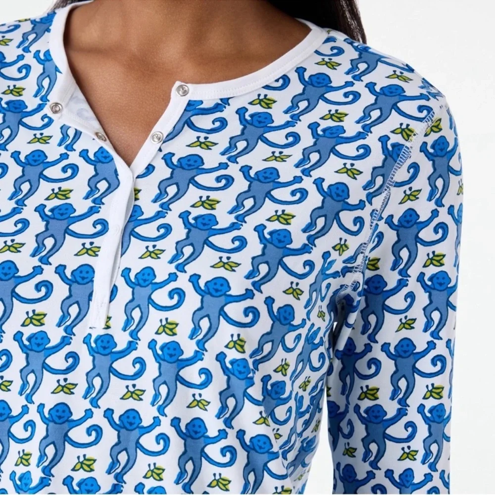 Roller Rabbit Blue Monkey Pajamas NWT